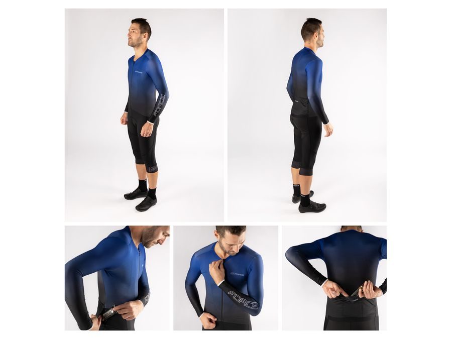 Pánský dres s dlouhým rukávem FORCE SMOOTH, modro-černý