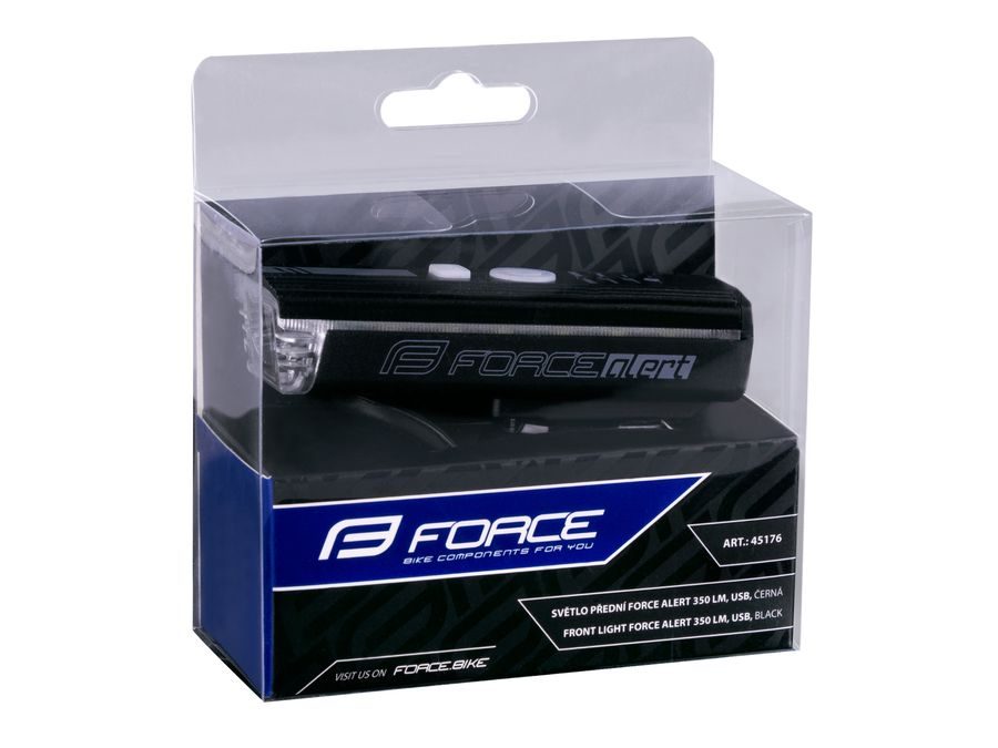 Světlo přední FORCE ALERT 350LM USB, černé