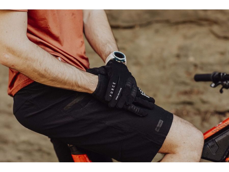 Letní dlouhoprsté rukavice FORCE MTB CRAG, černé