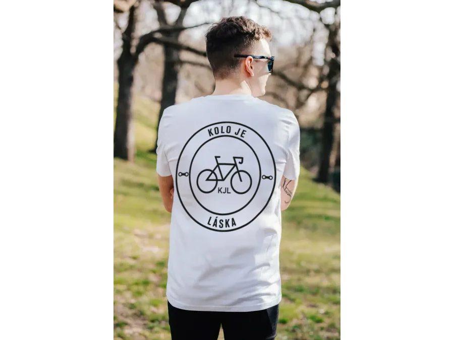 Tričko s krátkým rukávem Kolo je láska To s tim logem UNI, bílá