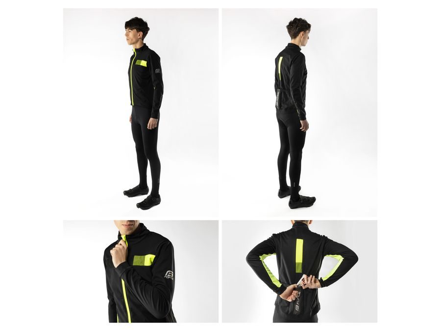 Pánská zimní bunda FORCE FROST softshell, černo-fluo