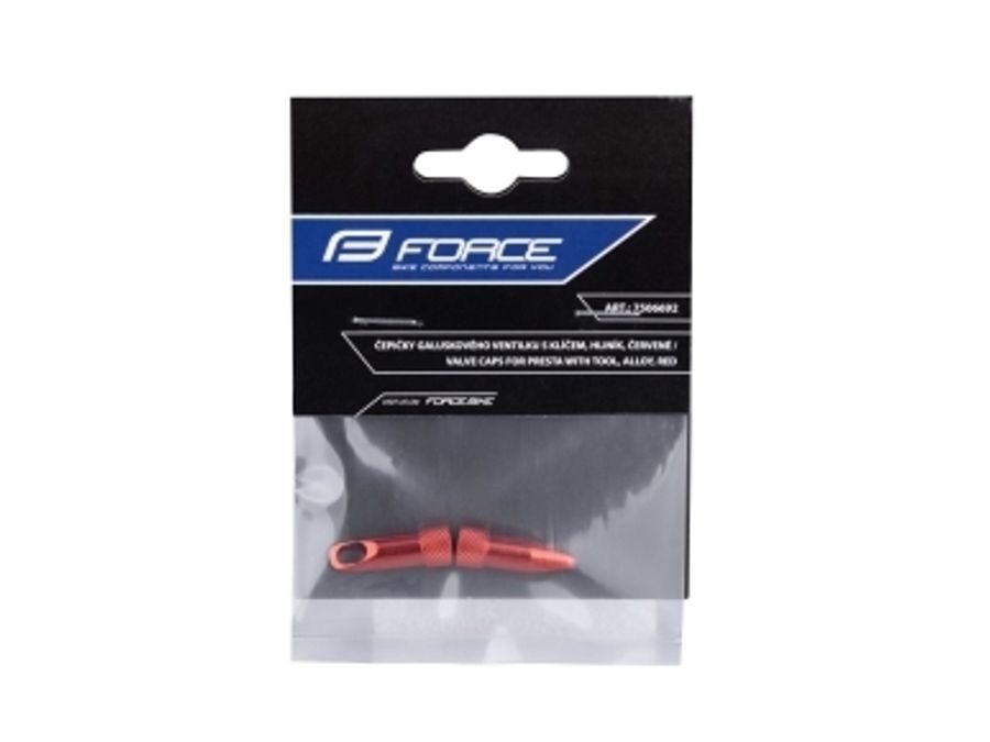 Čepičky galuskového ventilku s klíčem FORCE hliník, červená