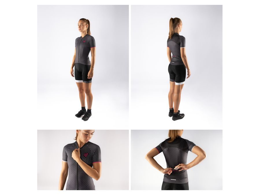 Dámský dres s krátkým rukávem FORCE POINTS LADY, černo-růžový