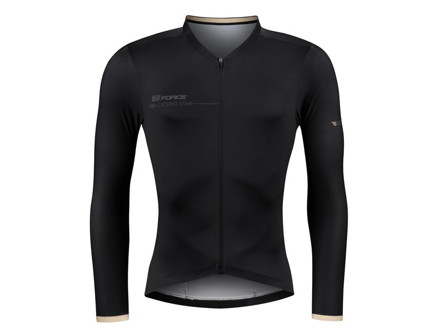 Pánský dres s dlouhým rukávem FORCE GOLD, černý