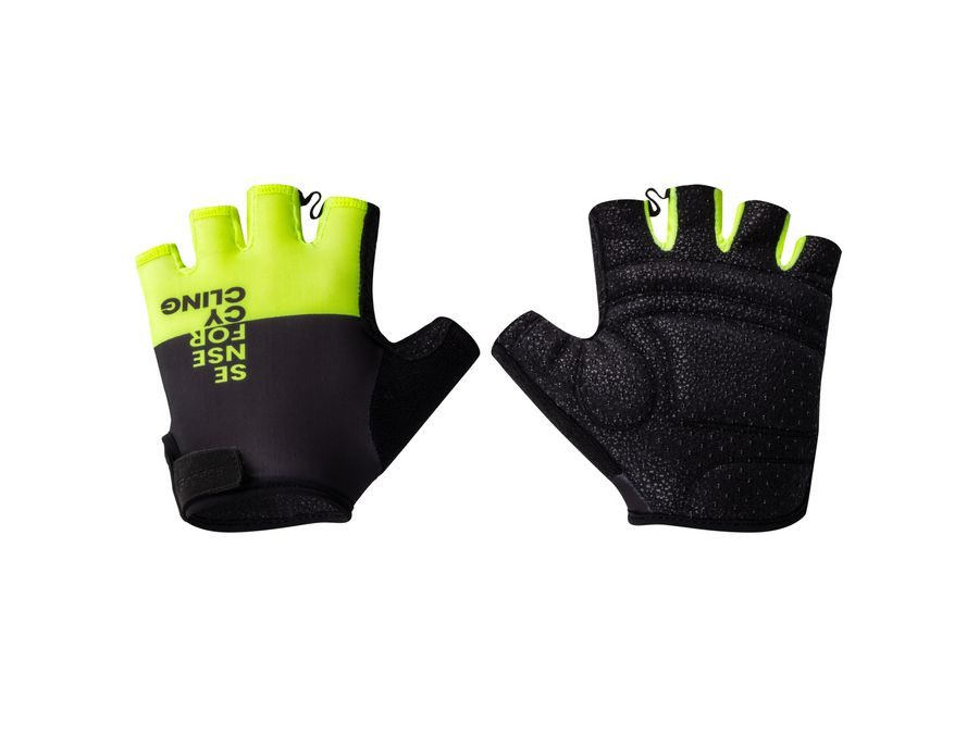 Letní krátkoprsté rukavice FORCE FINE, černo-fluo