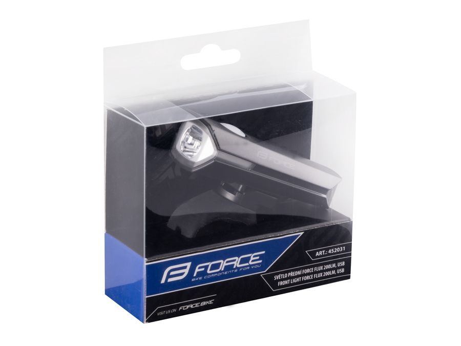 světlo přední FORCE FLUX 200LM USB, černé