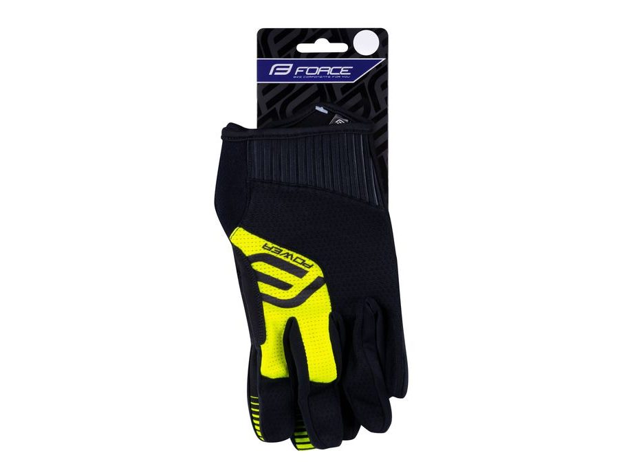 Letní dlouhoprsté rukavice FORCE MTB POWER, černo-fluo