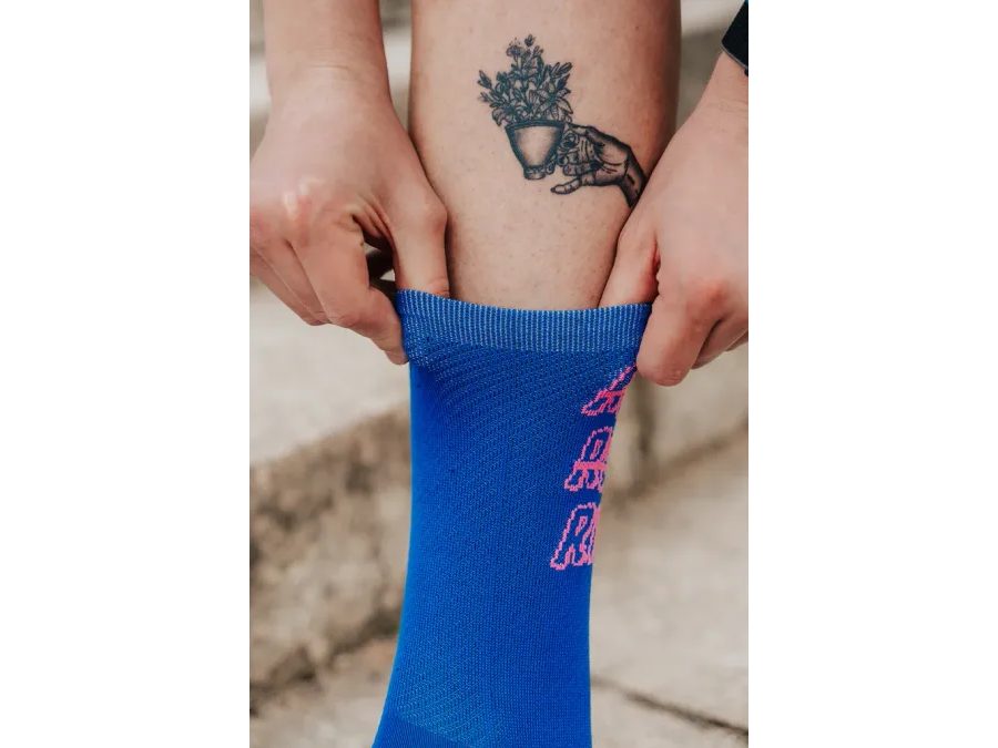 Ponožky na běhání Kolo je Láska Faster on a bike, modrá