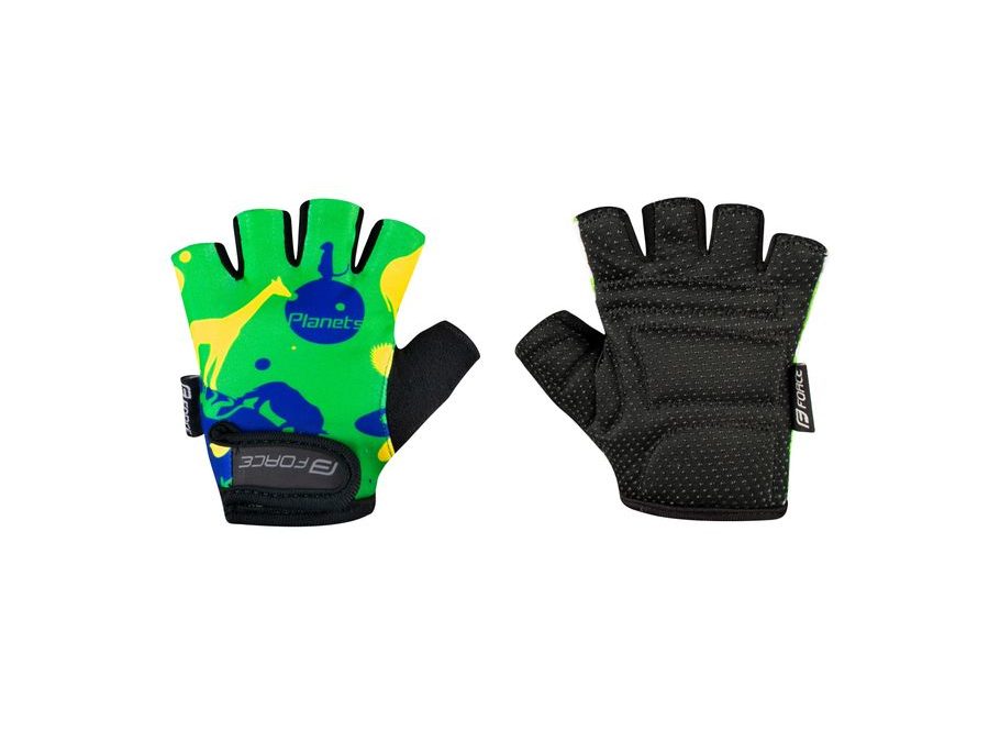 Dětské krátkoprsté rukavice FORCE PLANETS KID, zeleno-žluté