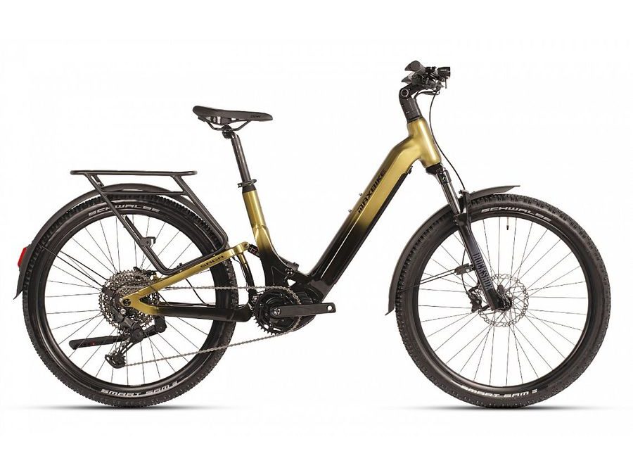Celoodpružené SUV elektrokolo MAXBIKE SAGA 2026 černo zlaté