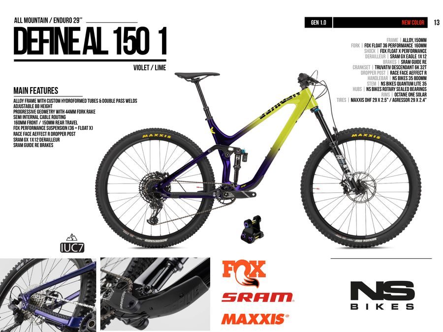 Celoodpružené kolo NS Bike Define AL 1 150 violet/lime 2024