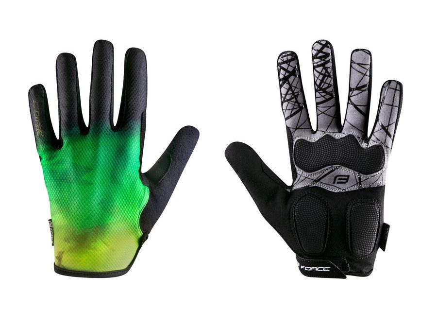 Letní dlouhoprsté rukavice FORCE MTB CORE, fluo-zelené