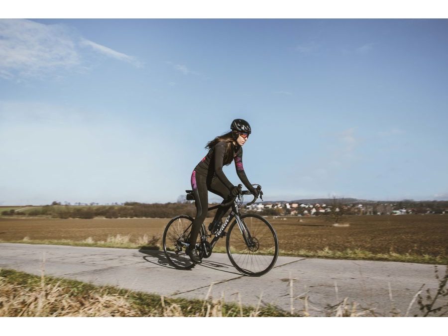 Dámské kalhoty do pasu s vložkou FORCE RIDGE LADY, černo-růžové