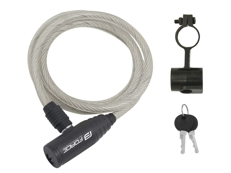 Zámek spirálový FORCE ECO s držákem 120cm/8mm, čirý