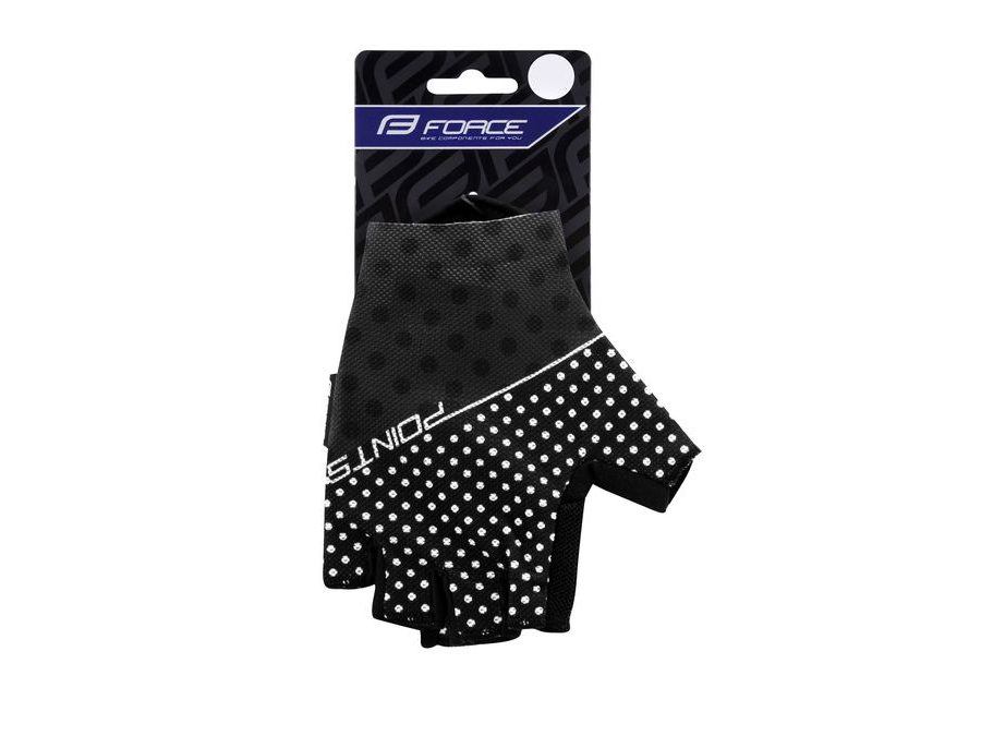 Letní krátkoprsté rukavice FORCE POINTS LADY bez zapínání, černo-bílé