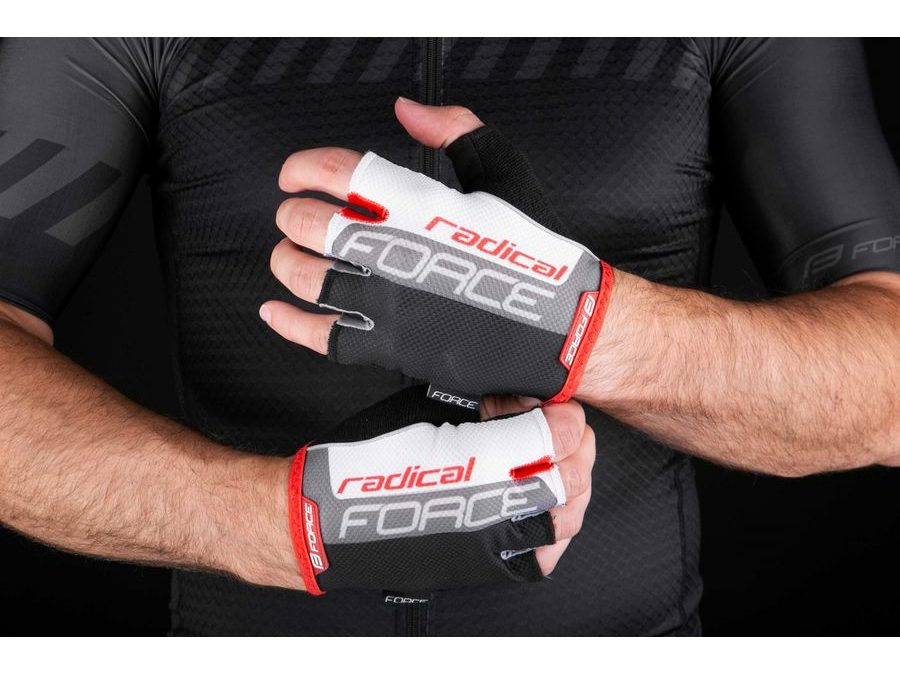 Letní krátkoprsté rukavice FORCE RADICAL, černo-bílo-červené