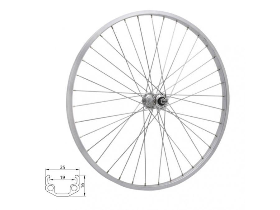 Kolo zapletené 28" 622-19 přední 36 děr stříbrné Union/CnSpoke