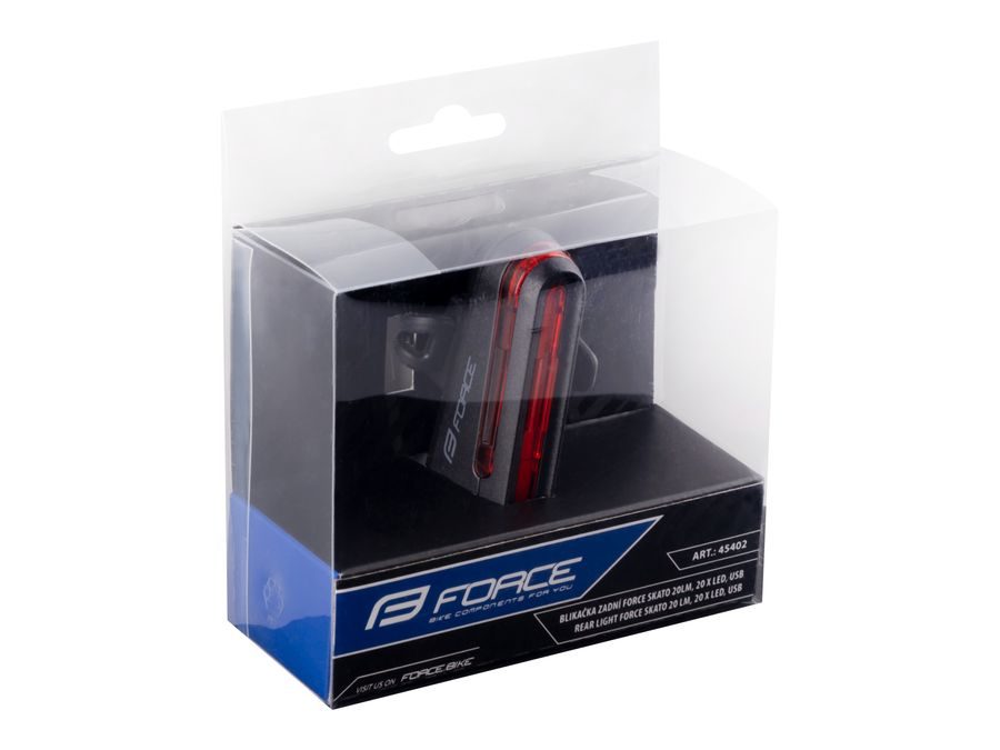 blikačka zadní FORCE SKATO 20LM, 20 x LED, USB