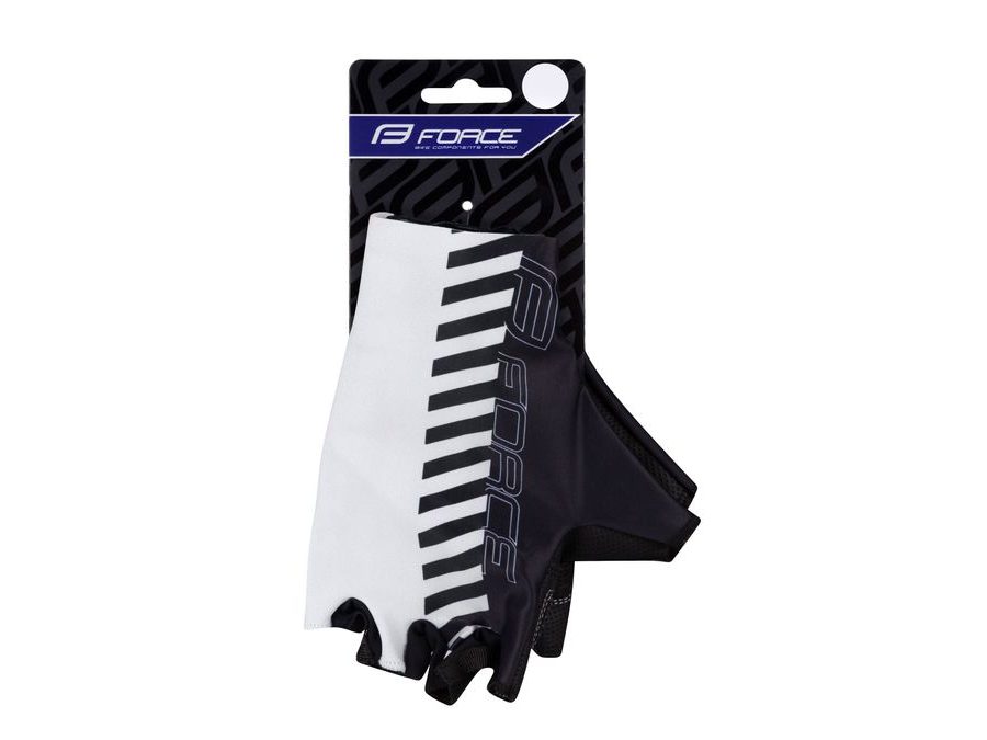 Letní krátkoprsté rukavice FORCE LINE bez zapínání, bílo-černé