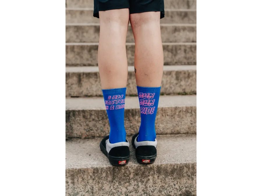 Ponožky na běhání Kolo je Láska Faster on a bike, modrá