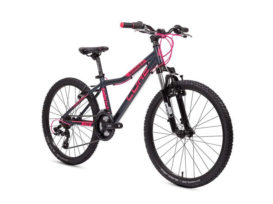 Dětské kolo Core Nipper 24", 3x6s, s odpruženou vidlicí - černý mat s růžovou, 2025