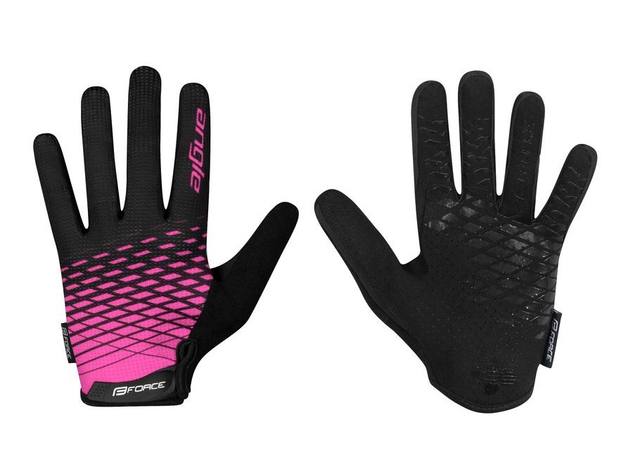 Letní dlouhoprsté rukavice FORCE MTB ANGLE, růžovo-černé