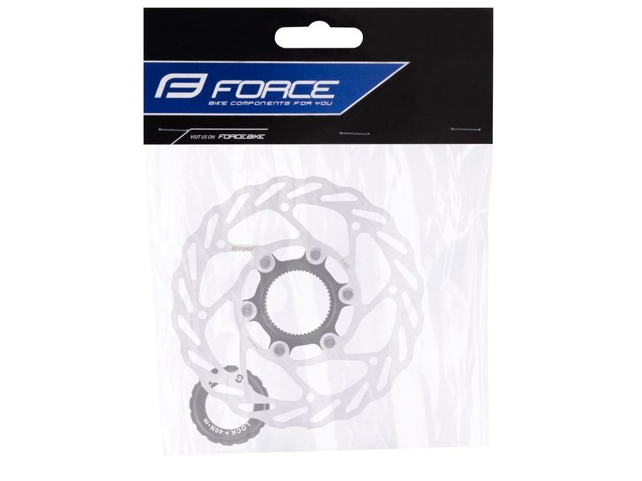 kotouč brzdový FORCE 140 mm, CENTER LOCK, stříbrný
