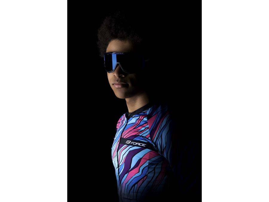 Pánský dres s krátkým rukávem FORCE LIFE, černo-modro-růžový