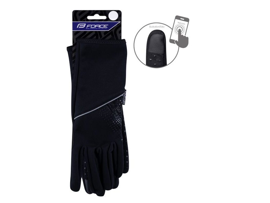 Podzimní/zimní rukavice FORCE VISION softshell, černé