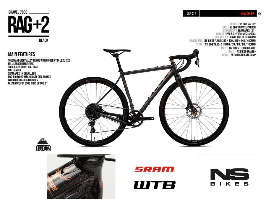 Gravel kolo NS Bikes RAG + 2 Black 2025 Hydra