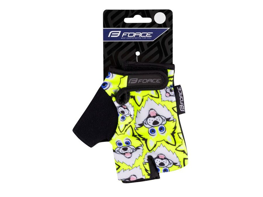 Dětské krátkoprsté rukavice FORCE WOLFIE KID, fluo