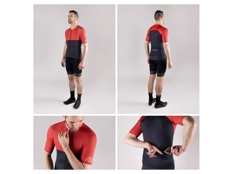 Pánský dres s krátkým rukávem FORCE POINTS, červeno-černý