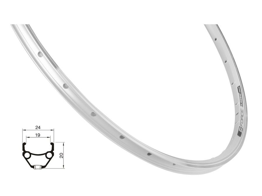 ráfek FORCE CLASSIC 622x19, 36děr, stříbrný