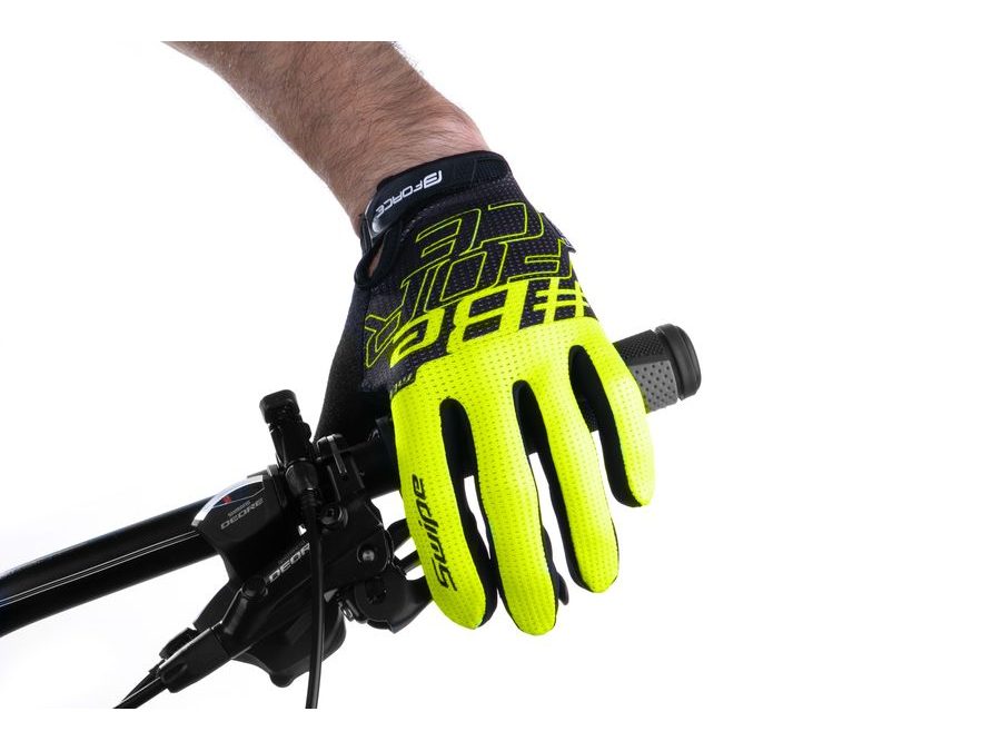 Letní dlouhoprsté rukavice FORCE MTB SWIPE, černo-fluo