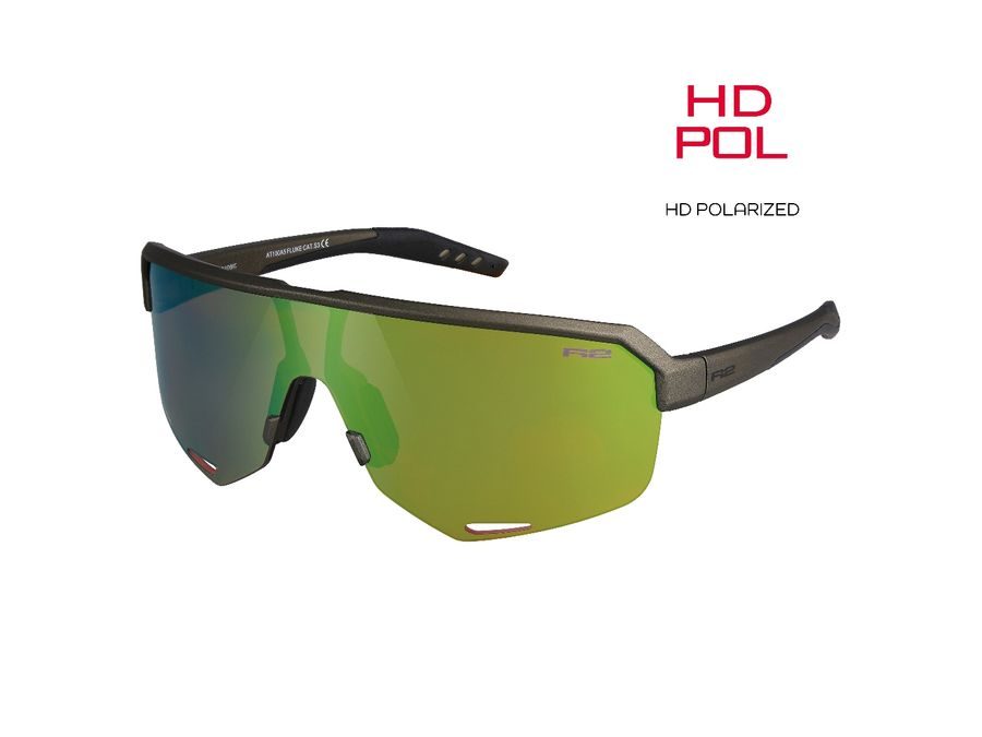 Polarizační sportovní sluneční brýle R2 HD FLUKE AT100A5, zeleno-šedé