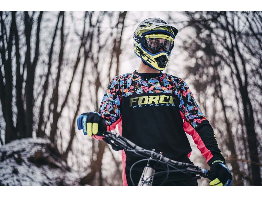 Dres s dlouhým rukávem FORCE RECKLESS, černo-růžovo-fluo