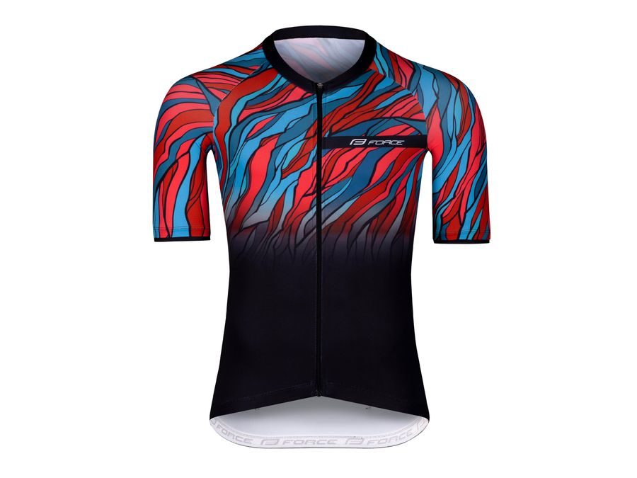 Pánský dres s krátkým rukávem FORCE LIFE, černo-petrolej-červený