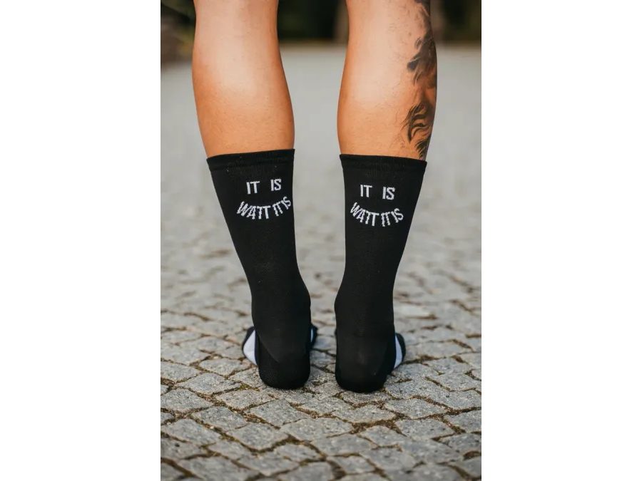 Dlouhé ponožky na kolo Kolo je Láska It Is Watt It Is, černá