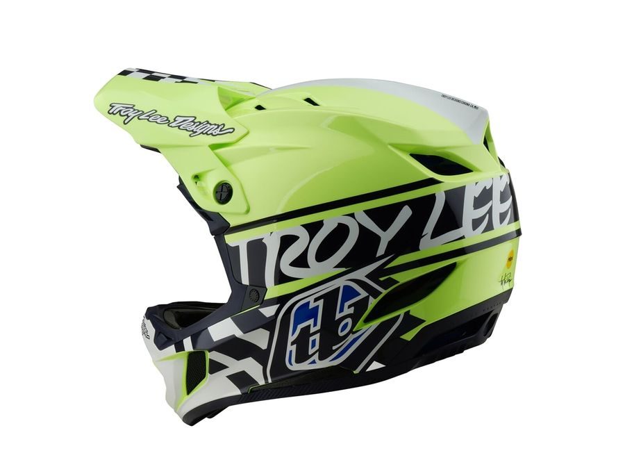 Integrální helma Troy Lee Designs D4 POLYACRYLITE FIFTY-50 NAVY / GLO YELLOW 2025