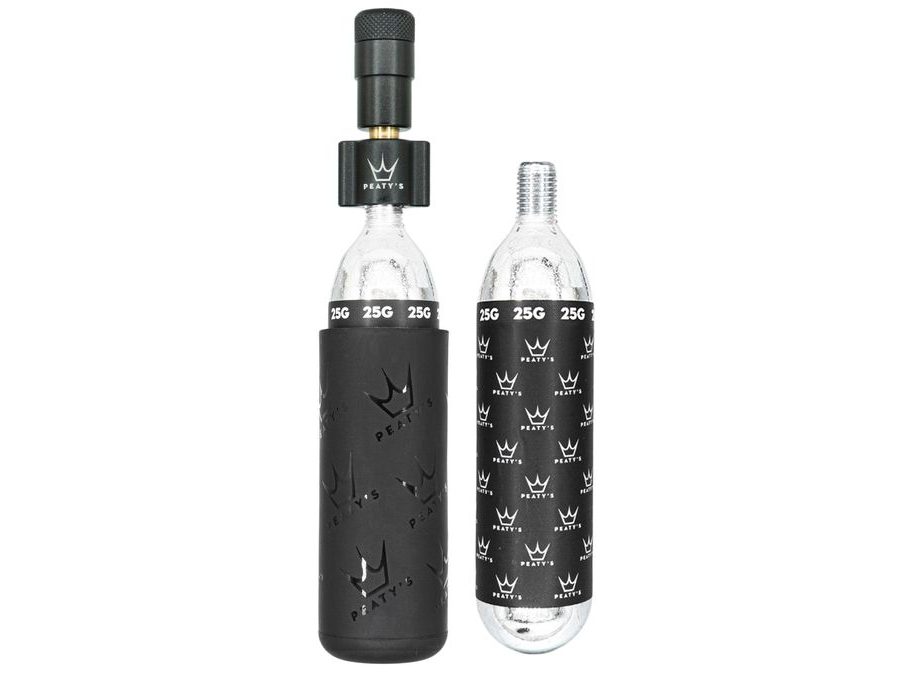 Kit CO2 bombičky a hustilka PEATY'S HOLESHOT CO2 PUMPA + BOMBIČKY 2 KS - MTB (25G) - BLACK