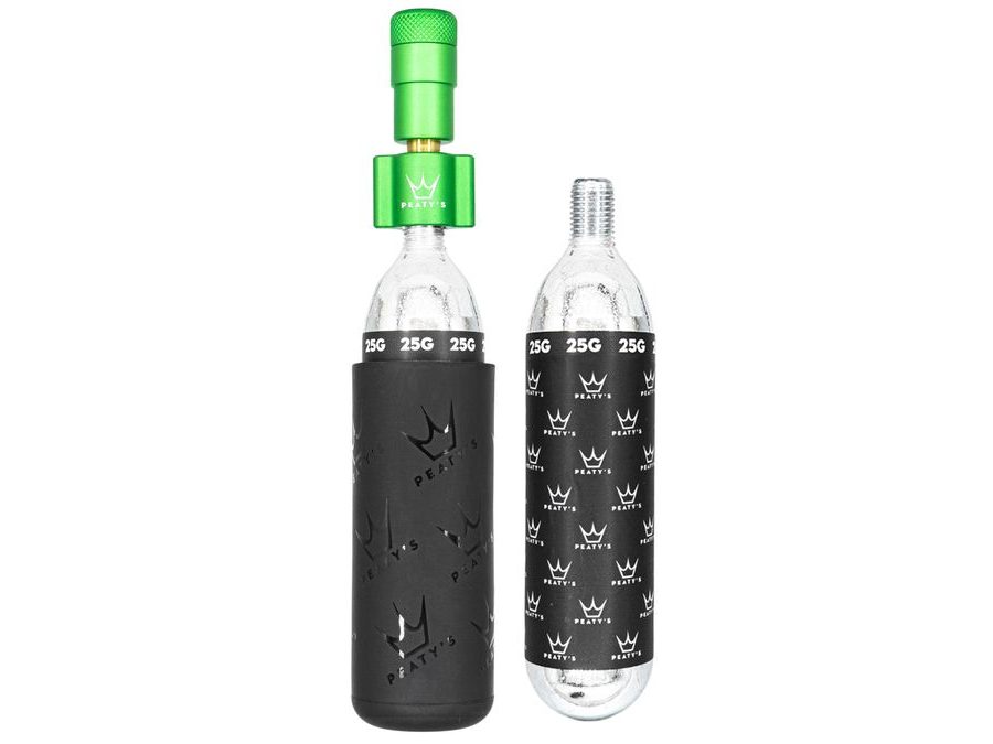 Kit CO2 bombičky a hustilka PEATY'S HOLESHOT CO2 PUMPA + BOMBIČKY 2 KS - MTB (25G) - EMERALD