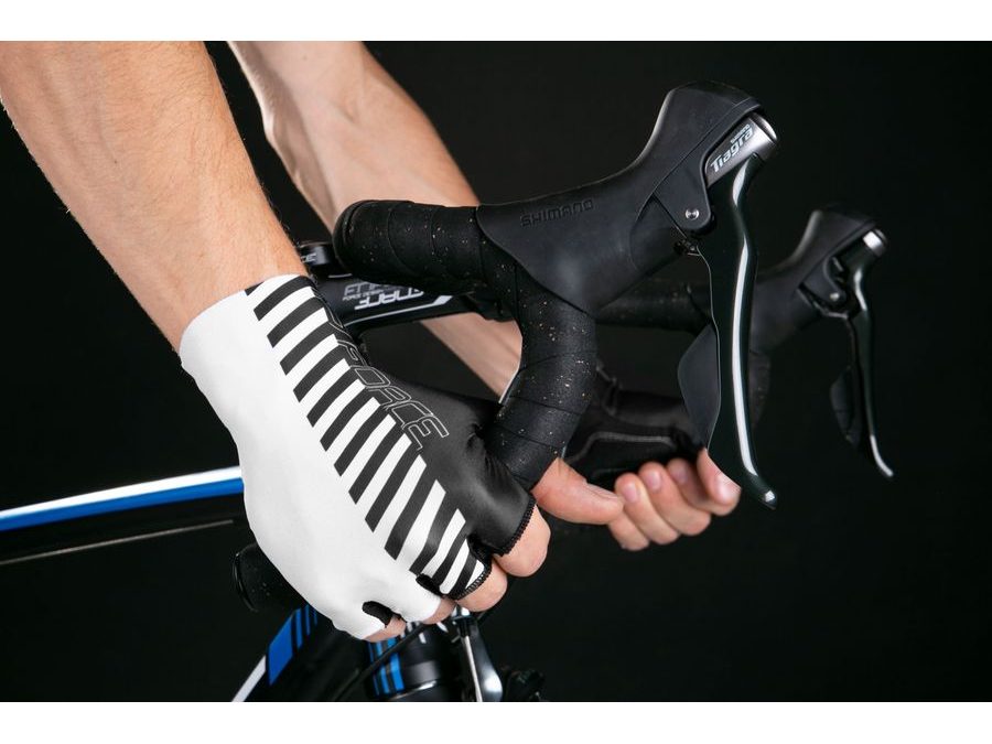 Letní krátkoprsté rukavice FORCE LINE bez zapínání, bílo-černé