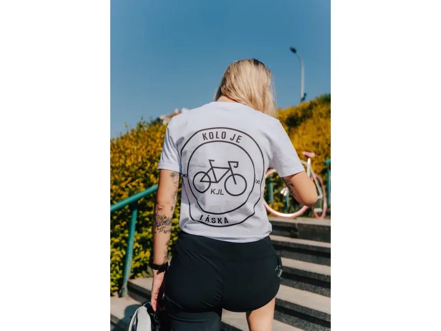 Tričko s krátkým rukávem Kolo je láska To s tim logem UNI, bílá