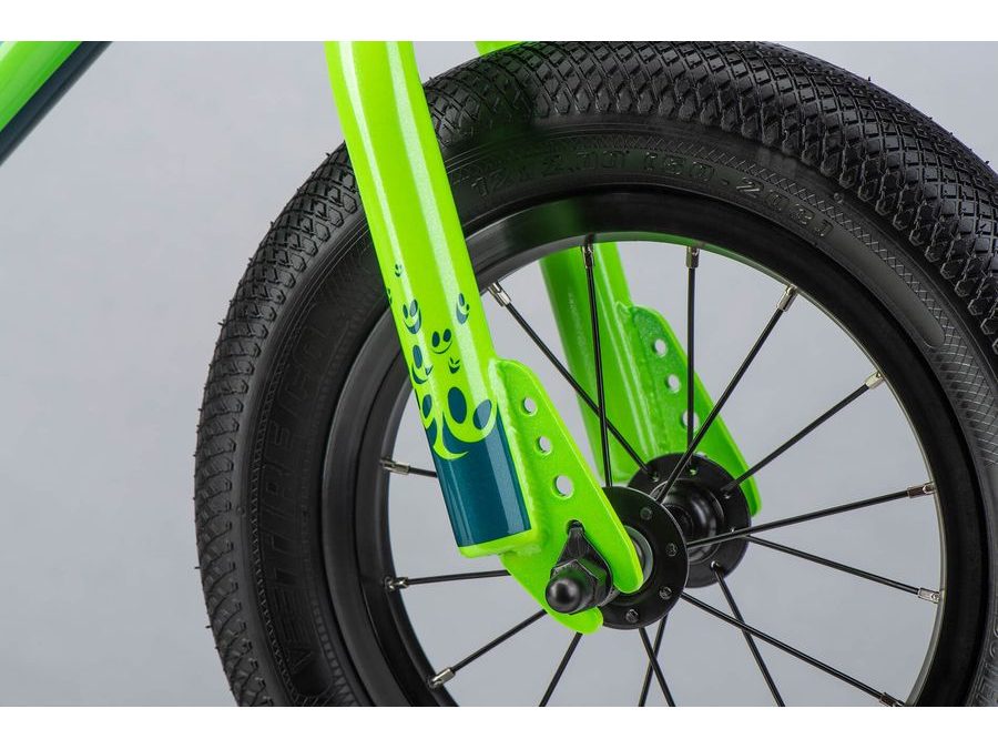 Dětské odrážedlo GHOST Powerkiddy 12 Dirty Blue/Metallic Lime Green Gloss