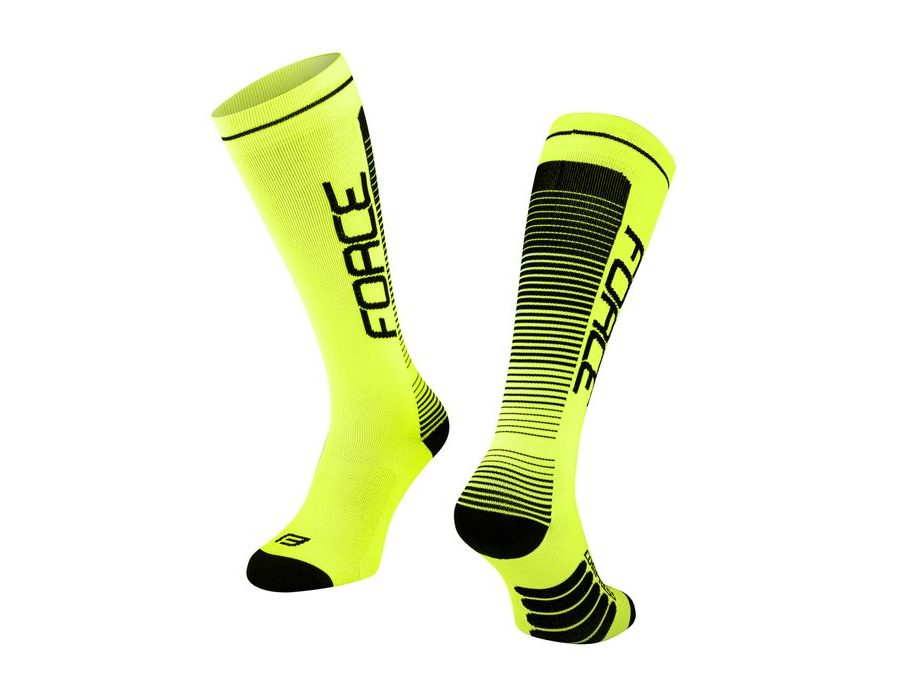 Kompresní ponožky FORCE COMPRESS, fluo-černé
