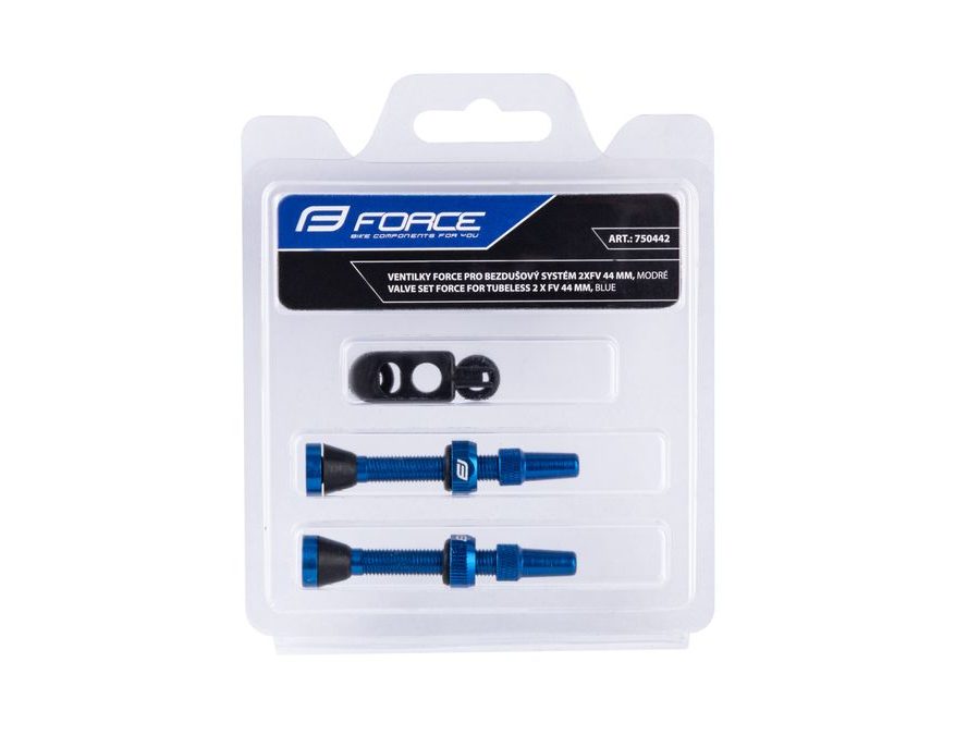 Bezdušové ventilky Force 2x FV 44mm, modré