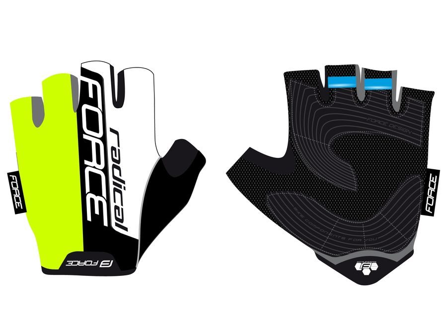 Letní krátkoprsté rukavice FORCE RADICAL, fluo-bílo-černé