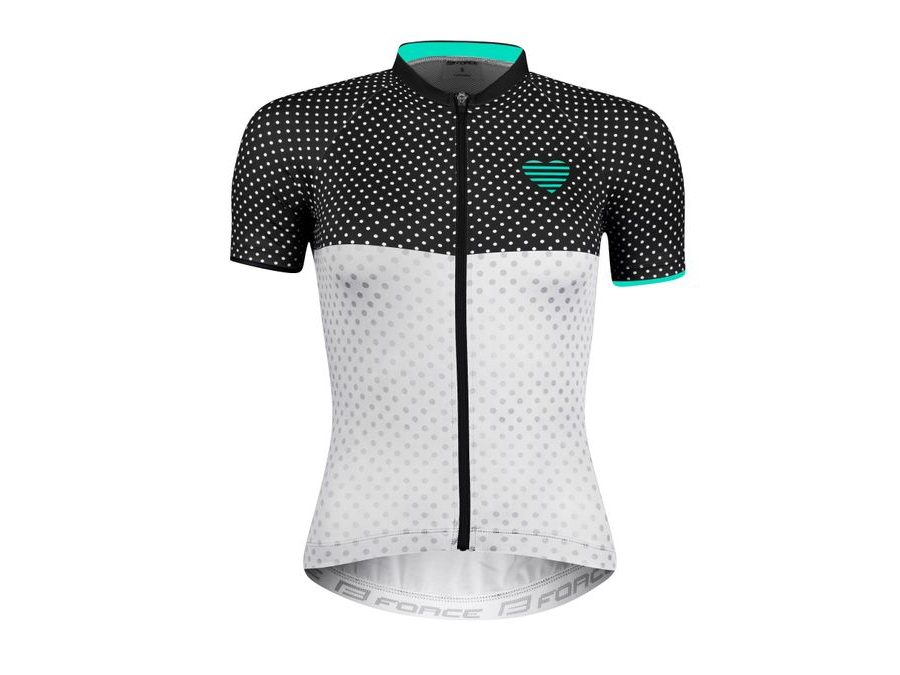 Dámský dres s krátkým rukávem FORCE POINTS LADY, černo-bílo-tyrkysový