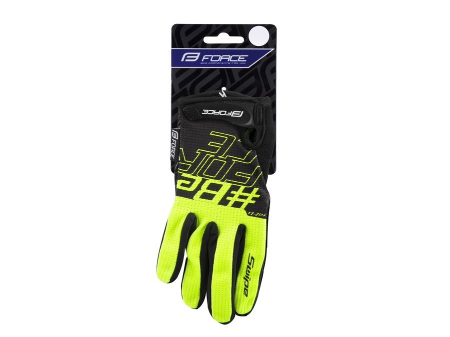 Letní dlouhoprsté rukavice FORCE MTB SWIPE, černo-fluo
