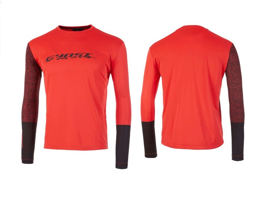 Pánský dres s dlouhým rukávem Ghost Ridge Line Jersey LS, red-black
